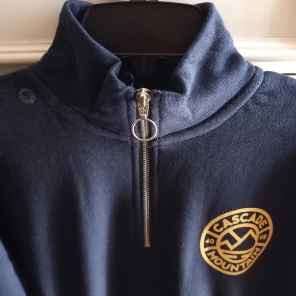 Women's Quarter Zip Sweatshirt Navy with Logo Size Small NEW - Picture 3 of 7